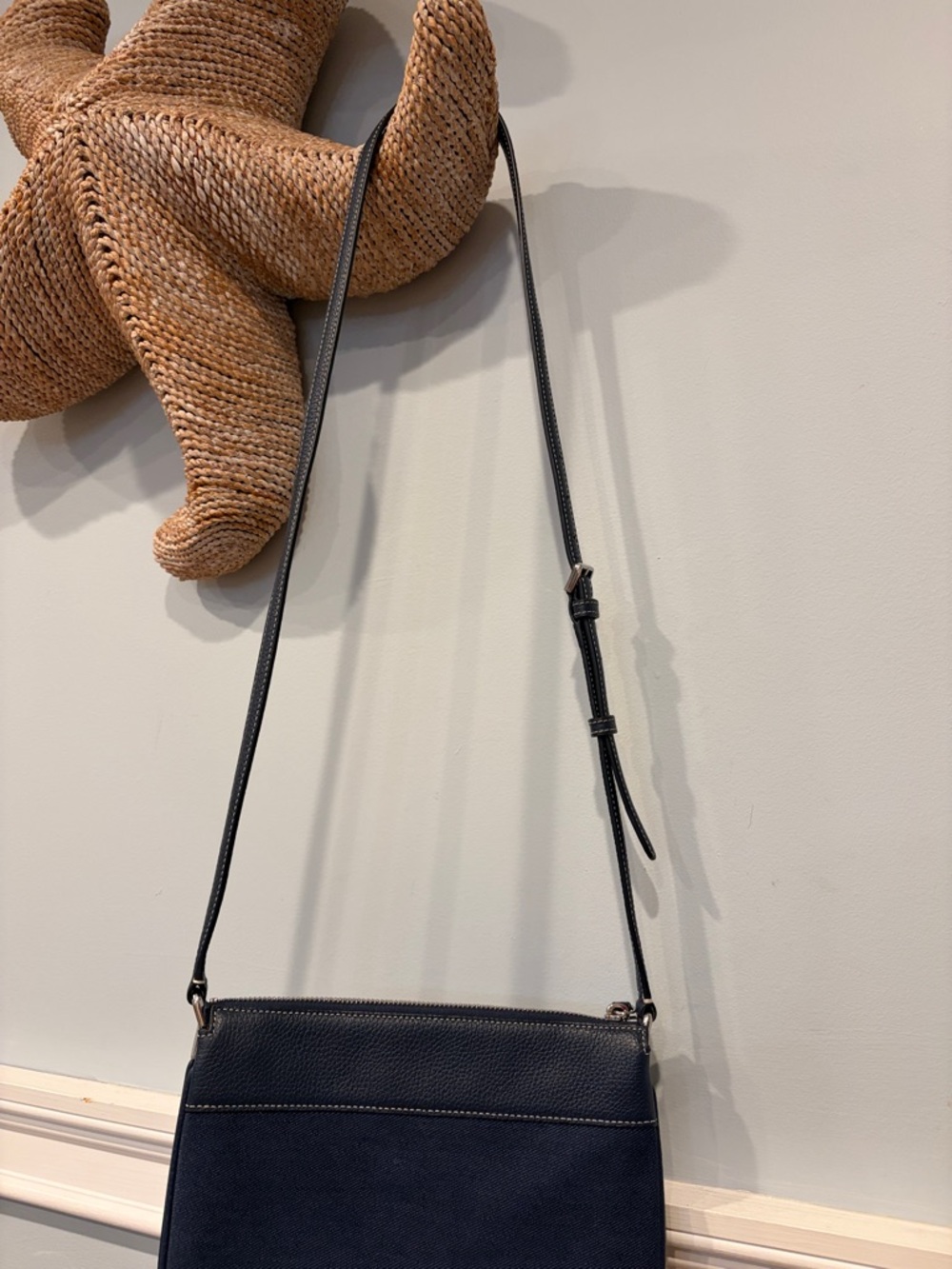 Kate Spade New York Jackson Denim Triple Gusset Navy Crossbody Bag - Picture 6 of 9